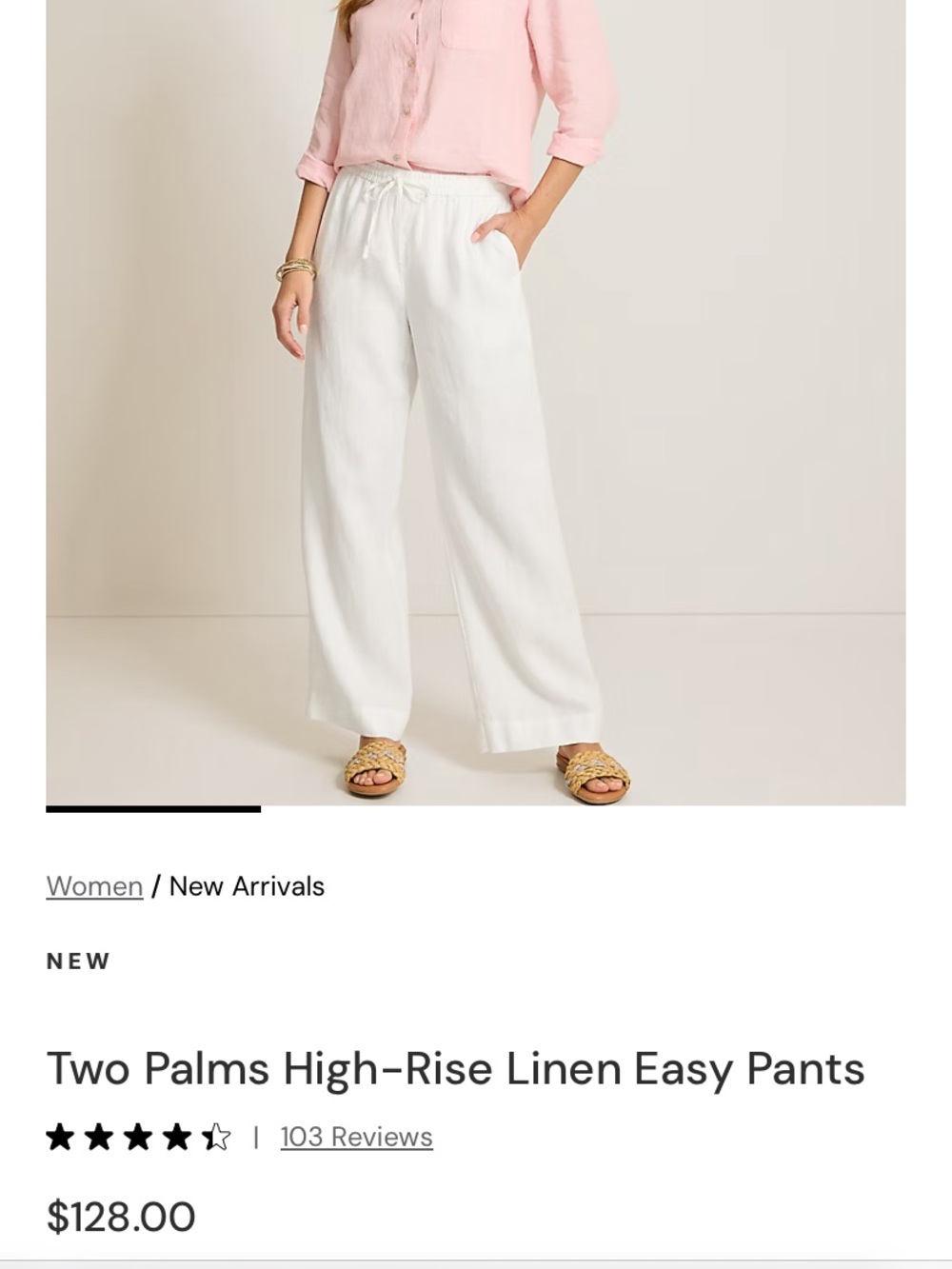 Tommy Bahama White Wide Leg Linen Pants